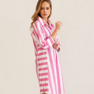 Two Way Stripe Shirtmaker - Pink Block Stripe